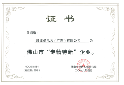赫兹曼电力入选佛山首批“专精特新”企业！可喜可贺！